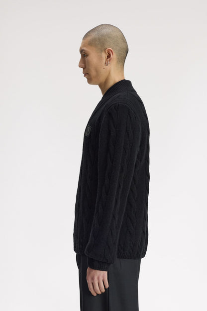 Leather Patch Cable Knit Jumper