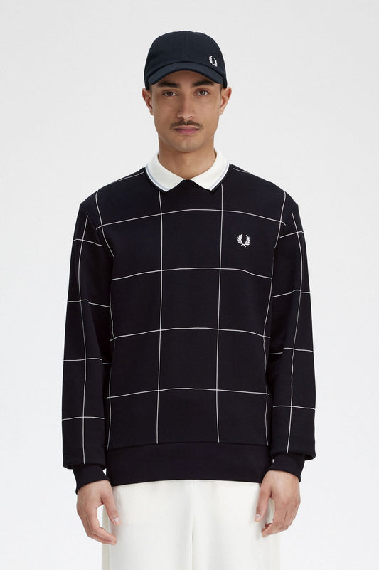 Black Grid Detail Sweatshirt
