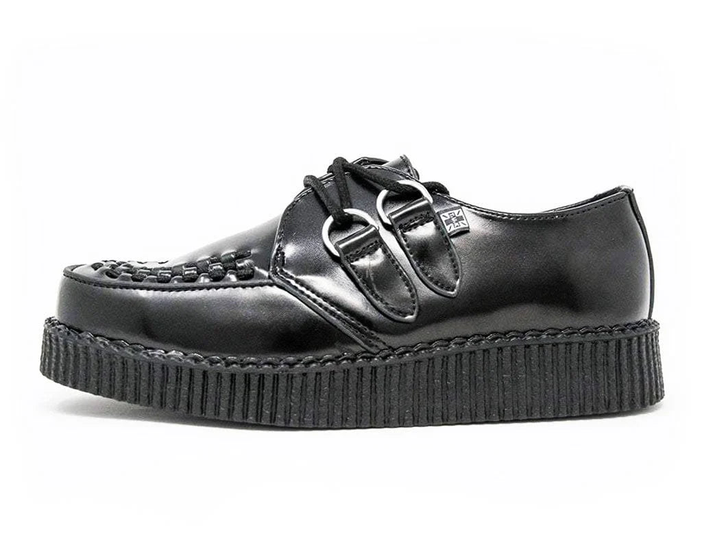 T.U.K Black Leather Viva II Low Creeper