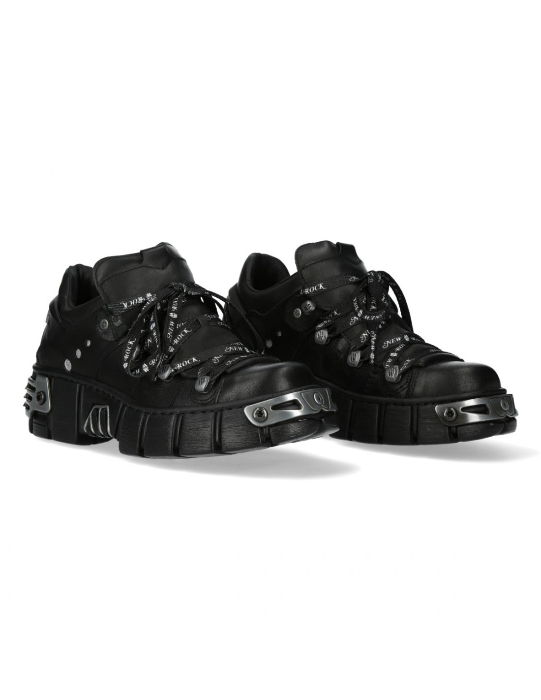 Pair of black high-top sneakers on a white background