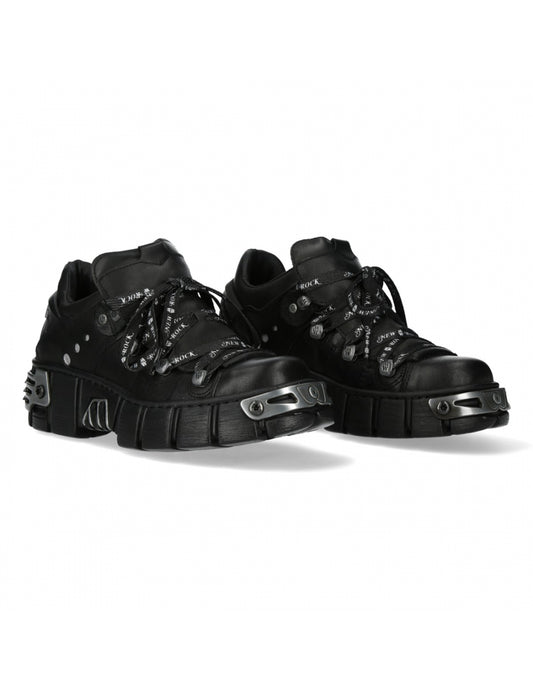 Pair of black high-top sneakers on a white background