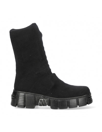 Black sock boot on a white background