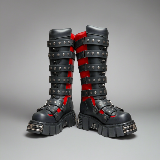 New Rock M.151 Red 7 Strap Boots