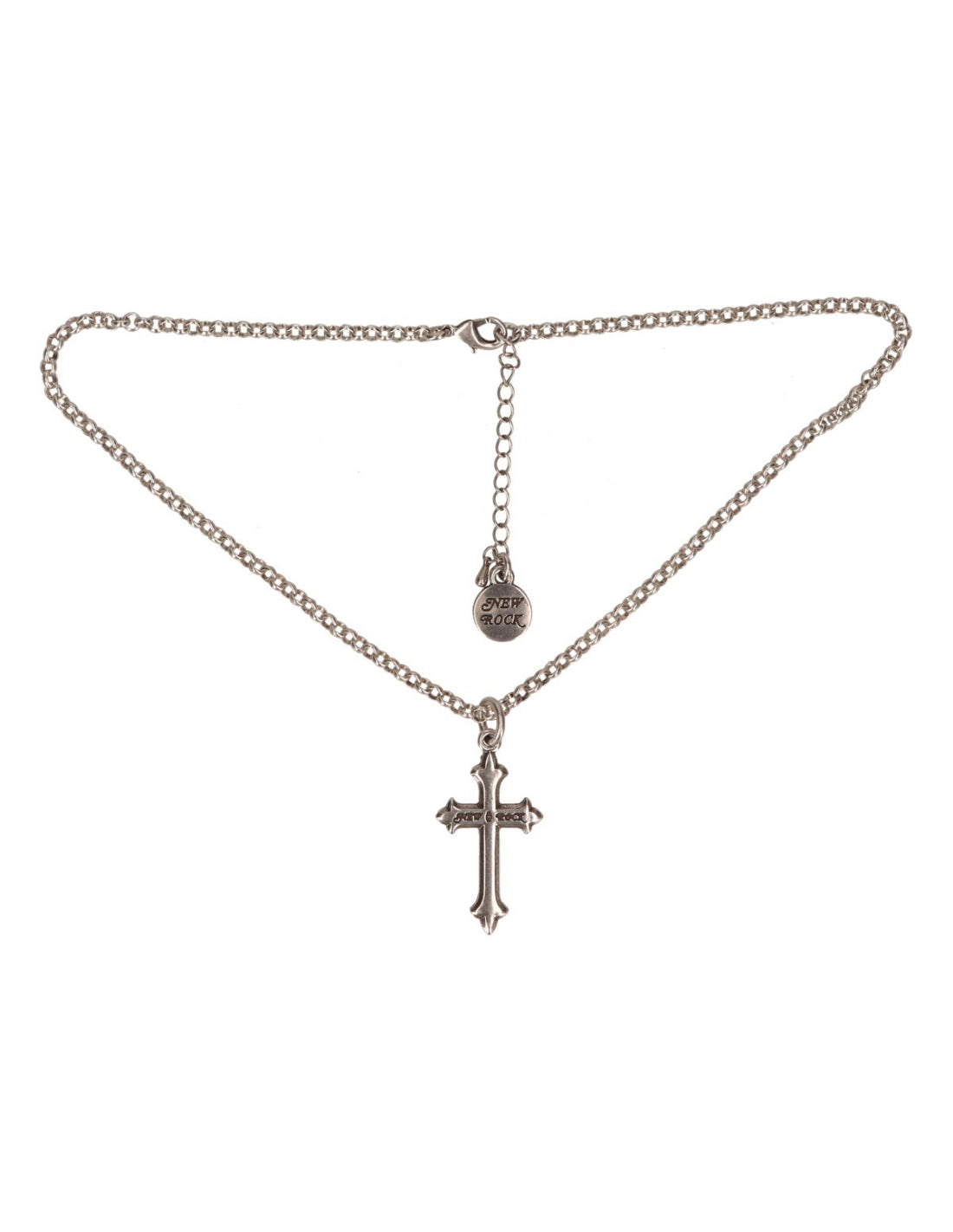 Silver anklet with a cross pendant on a white background