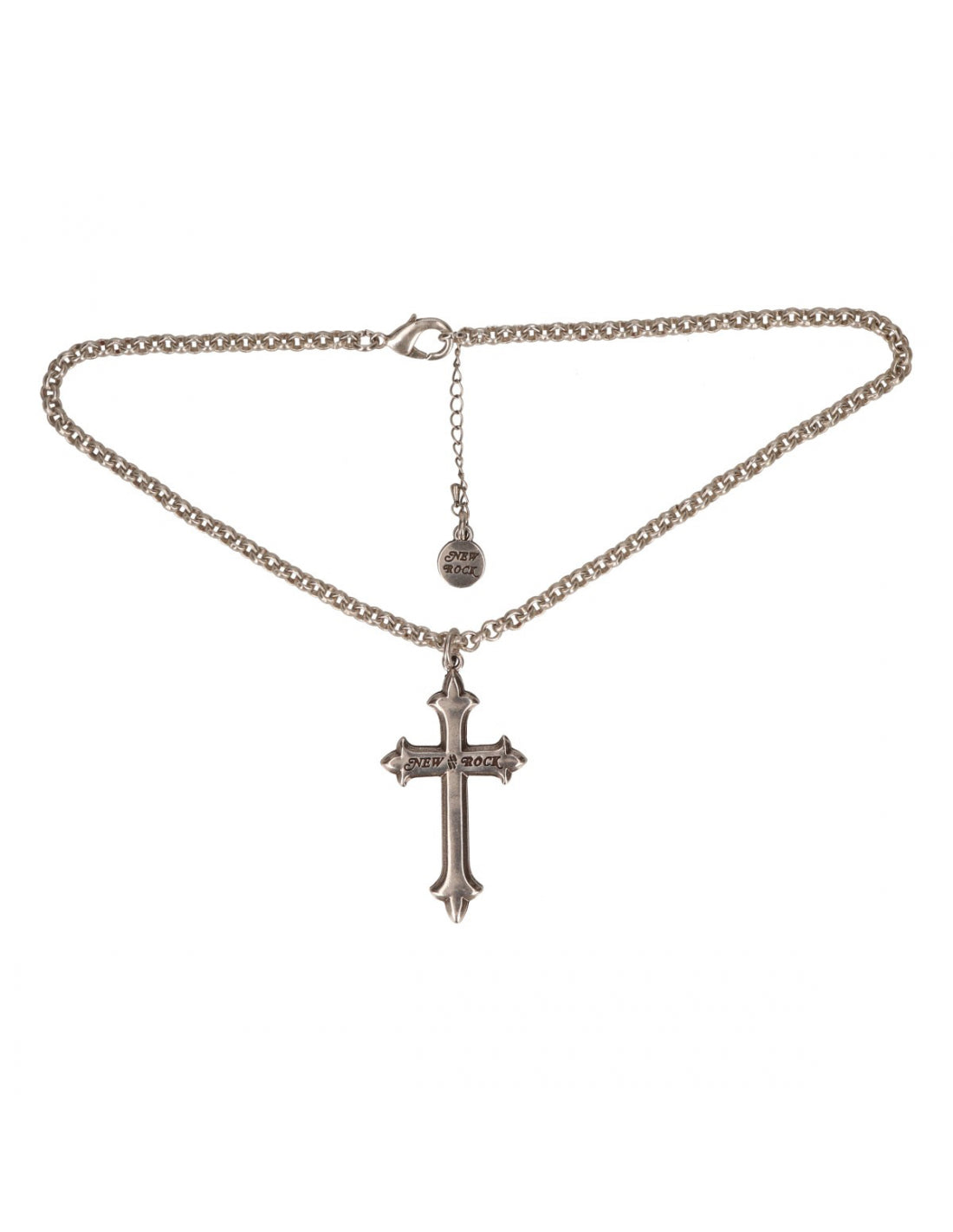 Silver chain anklet with a cross pendant on a white background