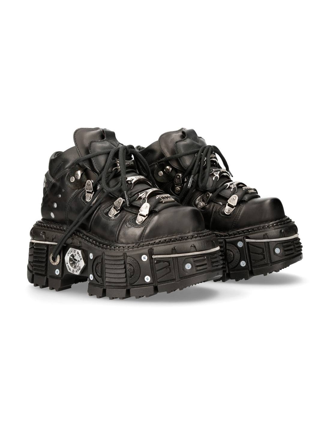New Rock Shoe M-Tank006C-S1 Black hiking shoes with visible brand logo on a white background