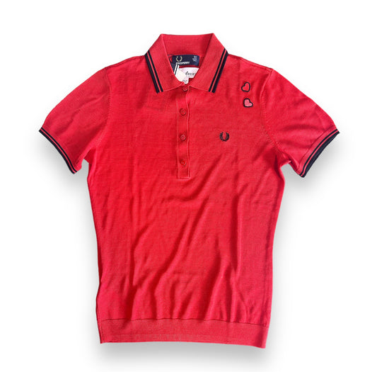 Amy Winehouse Lipstick Red Tipped Knitted Fred Perry Shirt