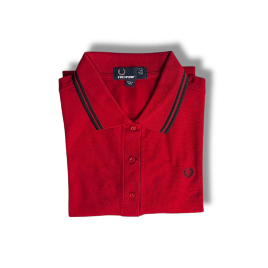 LADIES TWIN TIPPED FRED PERRY SHIRT (BLOOD/BLACK