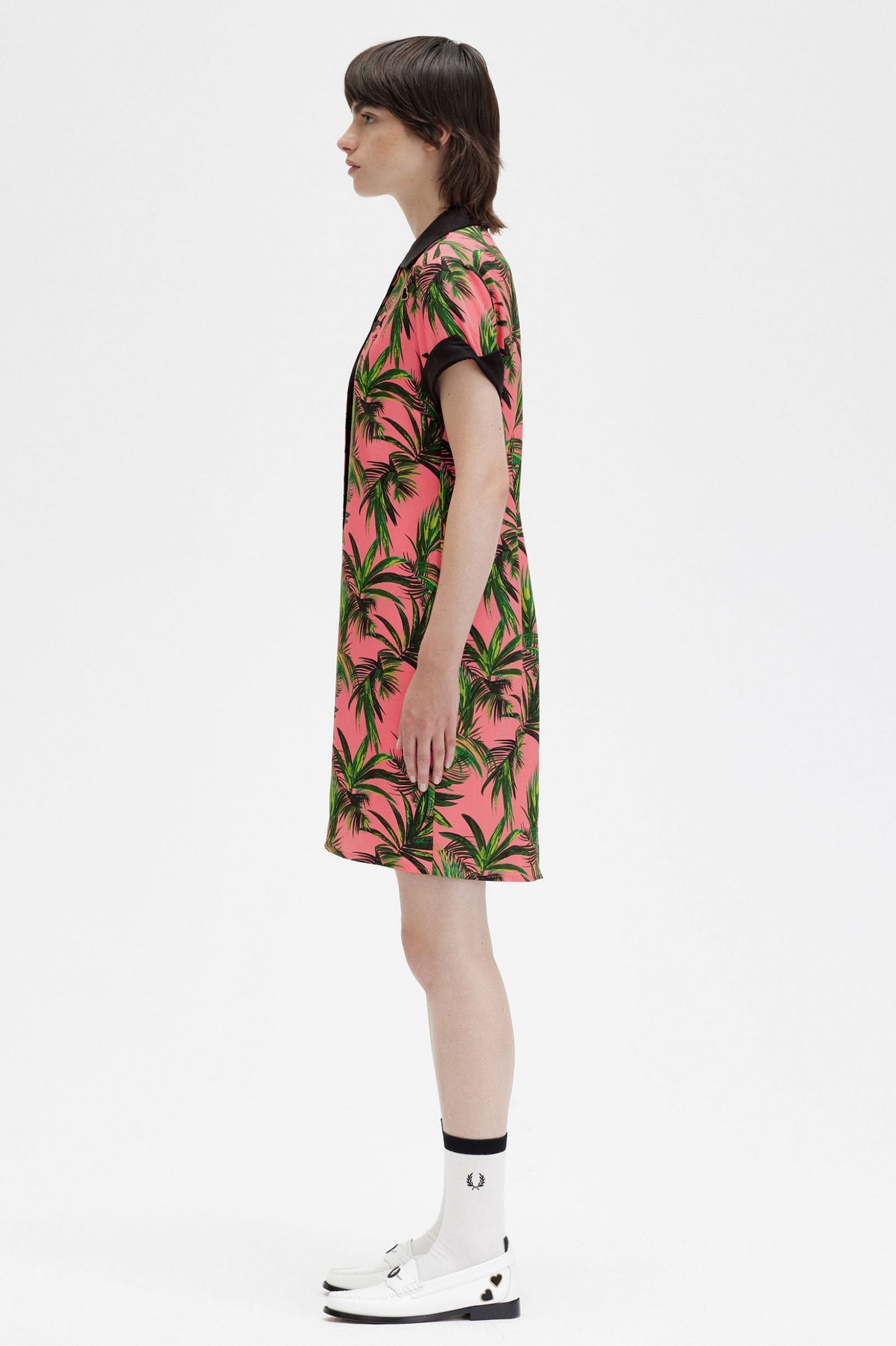 Palm Print Shirt Dress