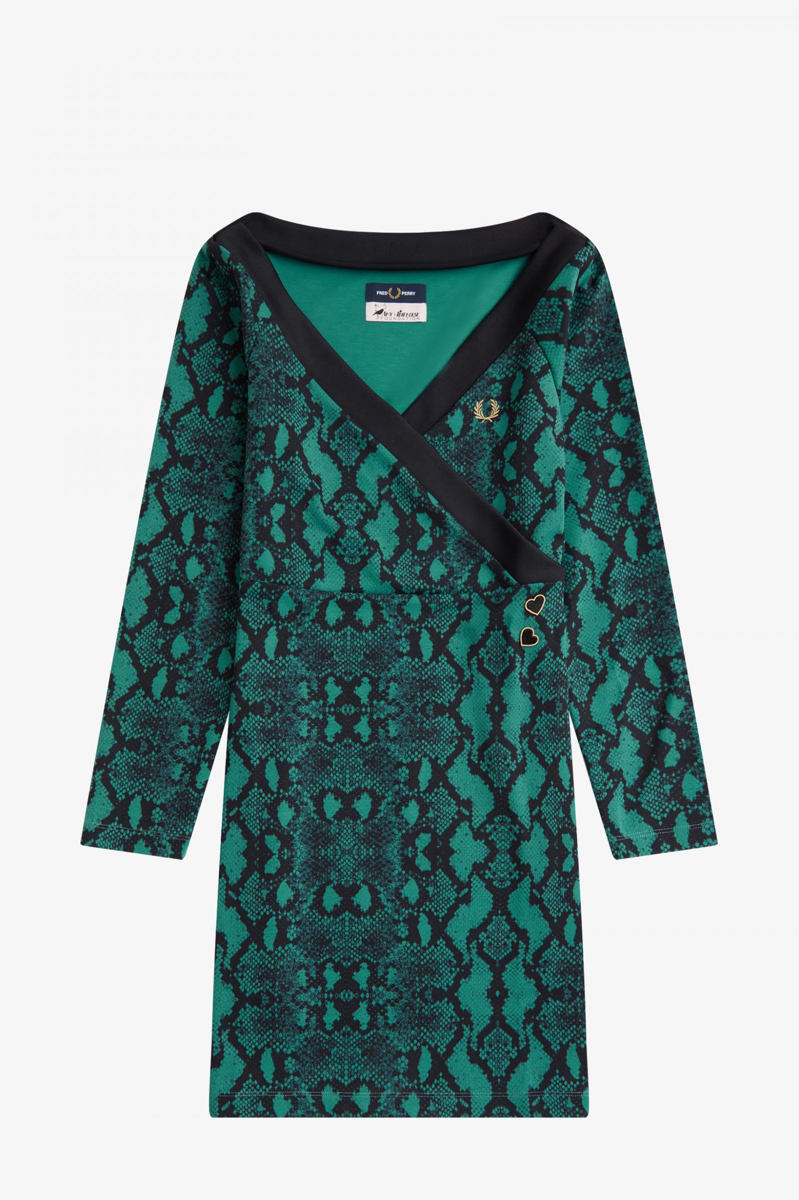 Amy Winehouse Deep Mint Off-the-Shoulder Snakeprint Dress – Posers