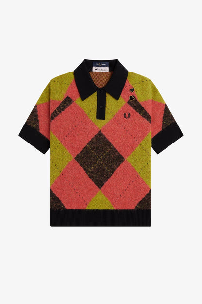 Brushed Argyle Knitted Shirt