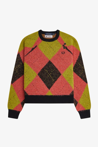 Brushed Argyle Knitted Jumper