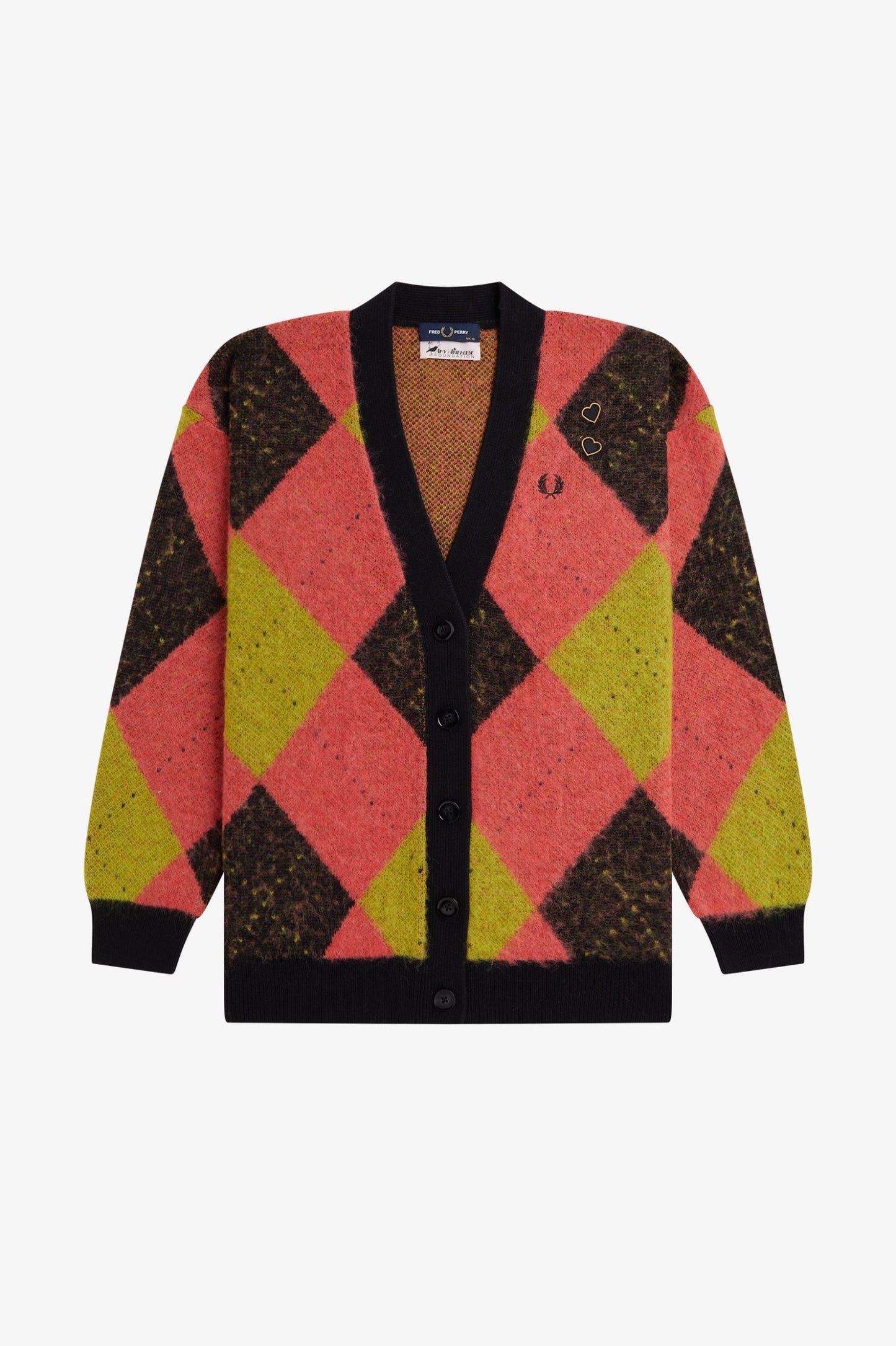 Brushed Argyle Knitted Cardigan