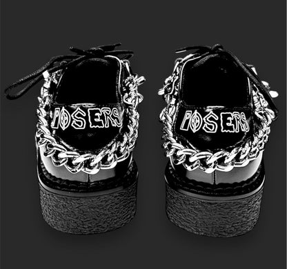 T.U.K X Posers Hollywood Cuir Noir Double Chaîne Pique Collaboration