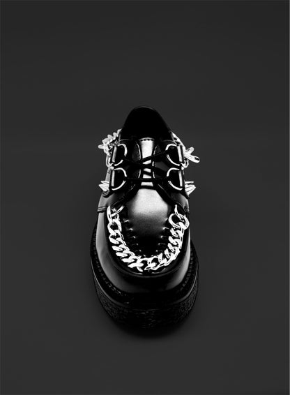 T.U.K X Posers Hollywood Cuir Noir Double Chaîne Pique Collaboration