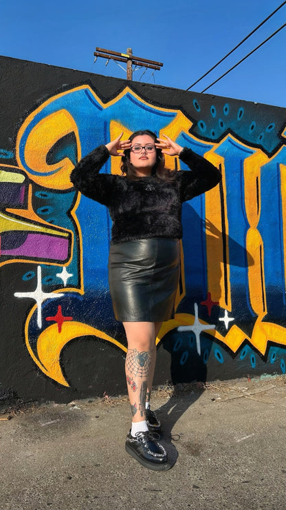 T.U.K X Posers Hollywood Cuir Noir Double Chaîne Pique Collaboration