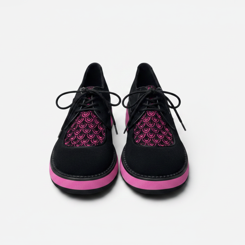 T.U.K Black and Pink Platforms