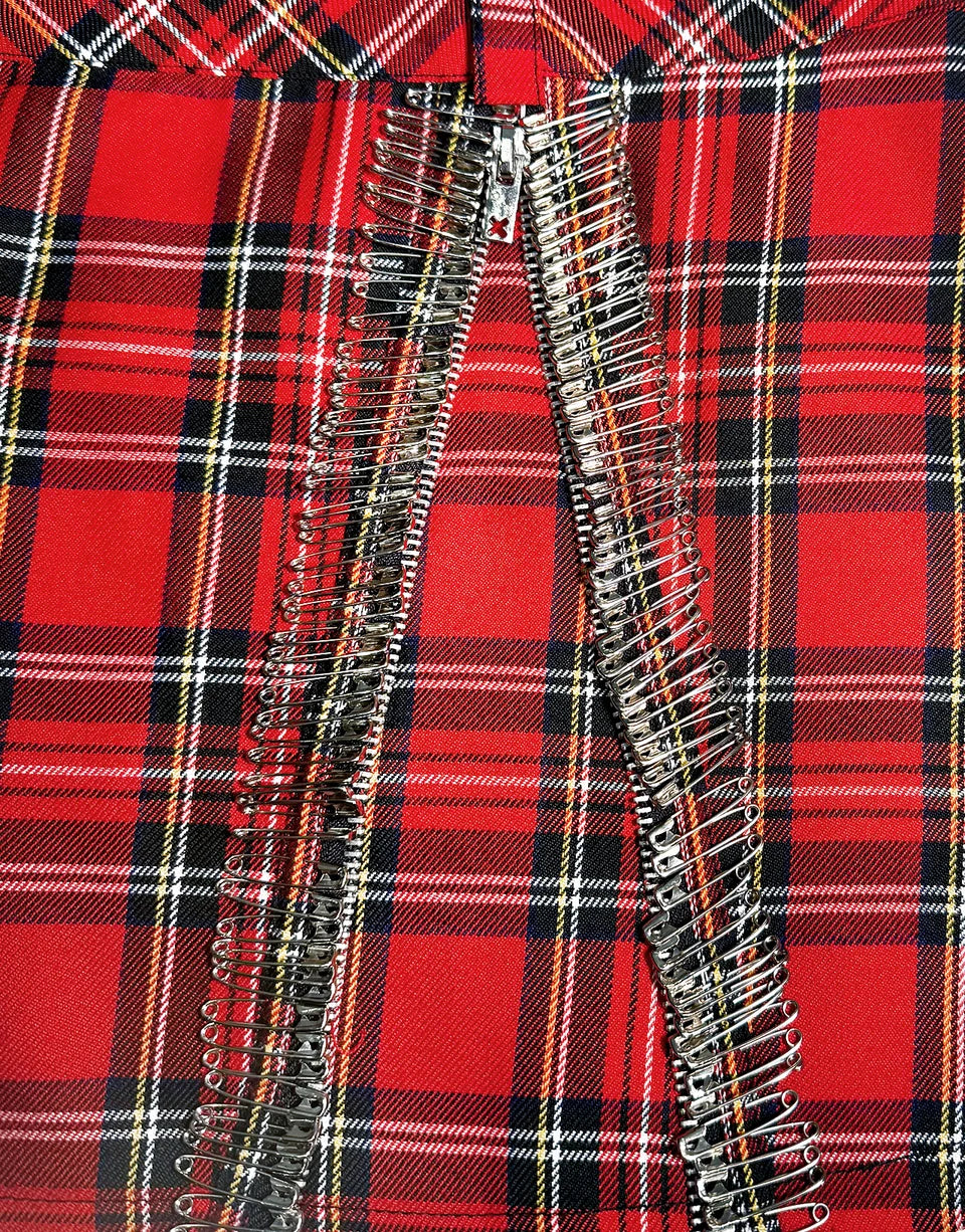Jupe punk Tripp NYC à carreaux rouges avec épingles de sûreté
