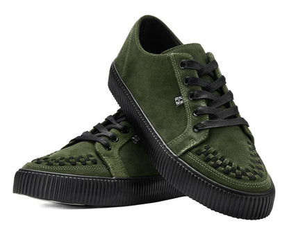 TUK Khaki Green Suede Lace-Up Creeper Sneaker