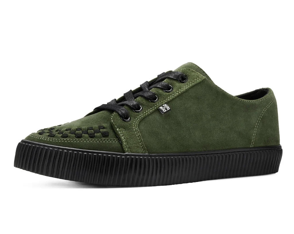 TUK Khaki Green Suede Lace-Up Creeper Sneaker
