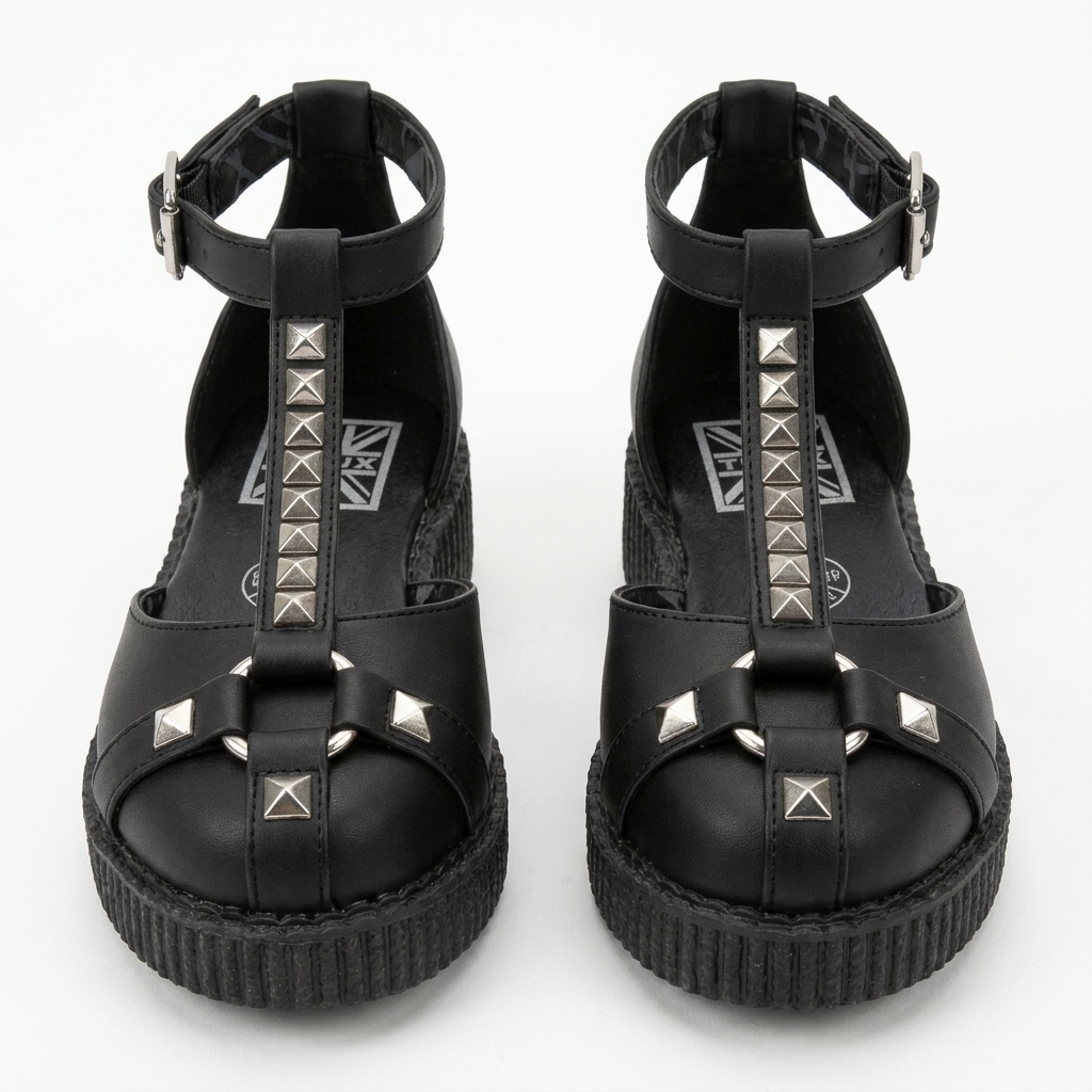 T.U.K Black TUKskin Stud Front Open T-Bar Viva Low