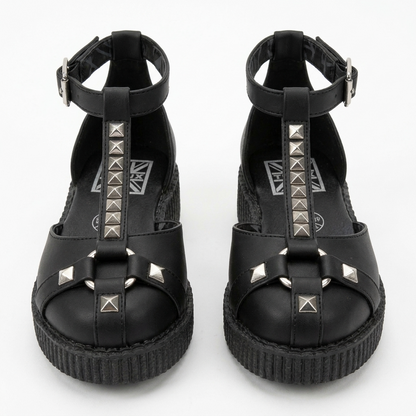 T.U.K Black TUKskin Stud Front Open T-Bar Viva Low