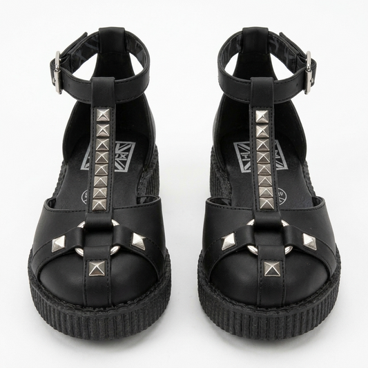 T.U.K Black TUKskin Stud Front Open T-Bar Viva Low