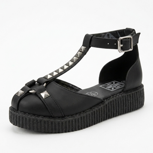 T.U.K Black TUKskin Stud Front Open T-Bar Viva Low