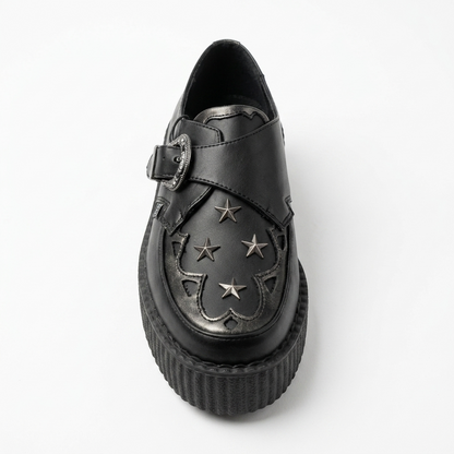 T.U.K  Black TUKskin/ Gray Detail Star Western Buckle Viva Hi Shoe