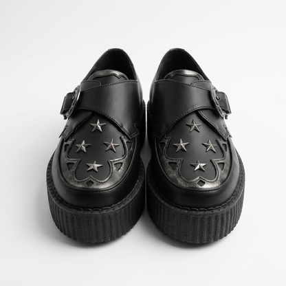 T.U.K  Black TUKskin/ Gray Detail Star Western Buckle Viva Hi Shoe
