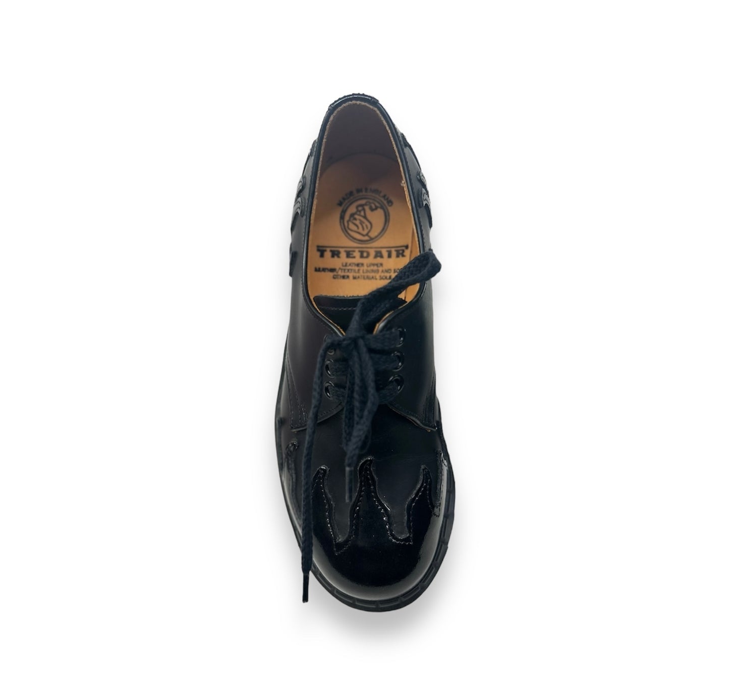 Tredair Black Leather/Patent Flame 3 Eyelet Tie Oxford Shoe