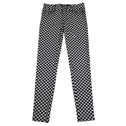 Black and white checkered pants on a white background