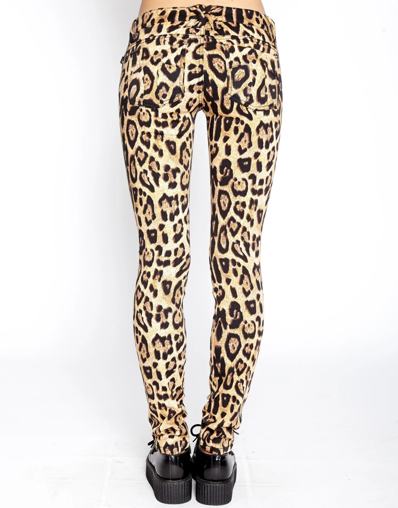 Leopard print pants on a white background