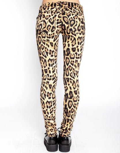 Leopard print pants on a white background