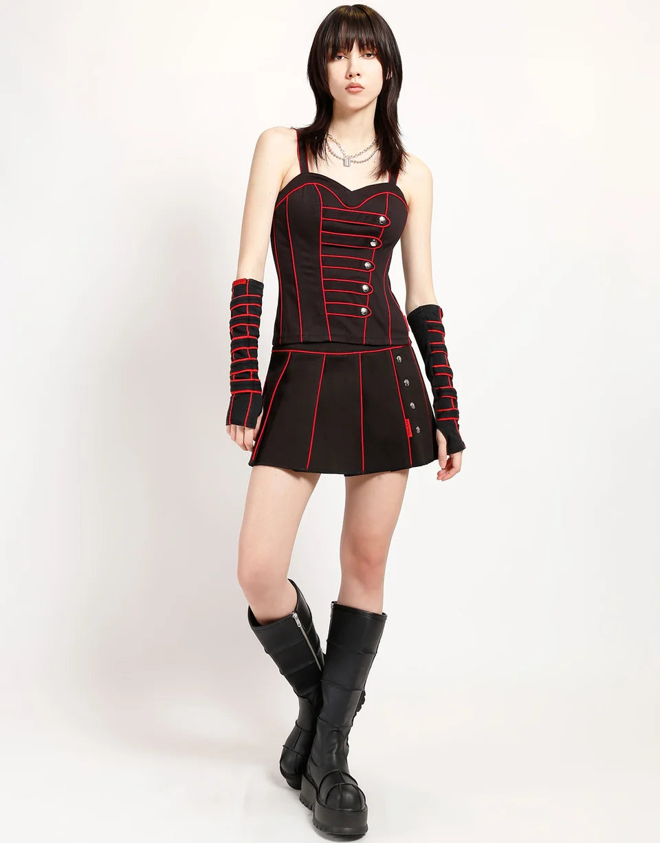 Tripp Nyc Black/Red Band Pleated Skirt
