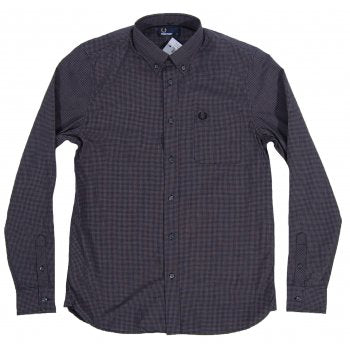 Fred Perry Micro Gingham Marl Shirt Blackcurrant