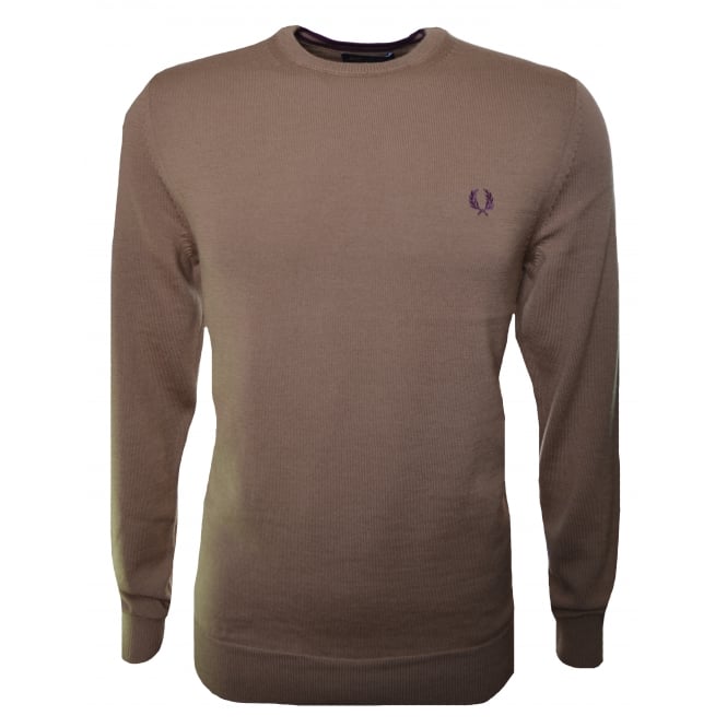 Fred Perry Classic Crew Neck Sweater (dark caramel / dark red)