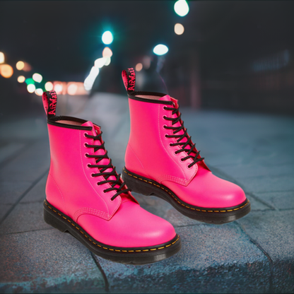 1460 Clash Pink Smooth Leather Lace Up Boot