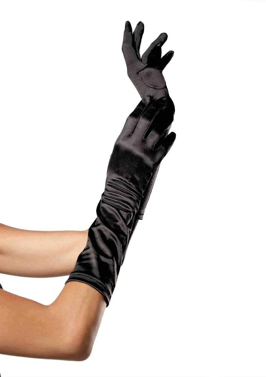 Gants de costume en satin jusqu'aux coudes