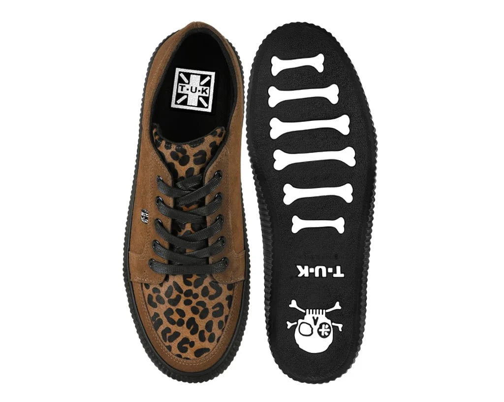 TUK Brown & Leopard Suede Lace-Up Creeper Sneaker