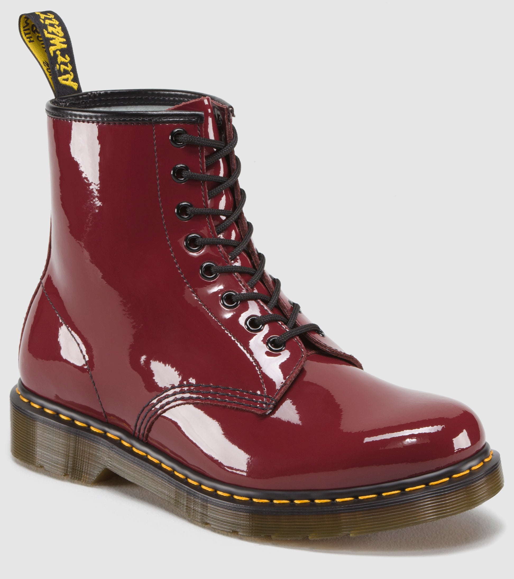 1460 Cherry Red Patent Lamper Leather Lace Up Boot