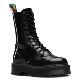 JADON HI BLACK RAINBOW PATENT PLATFORM BOOT