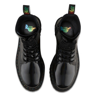 JADON HI BLACK RAINBOW PATENT PLATFORM BOOT