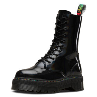 JADON HI BLACK RAINBOW PATENT PLATFORM BOOT