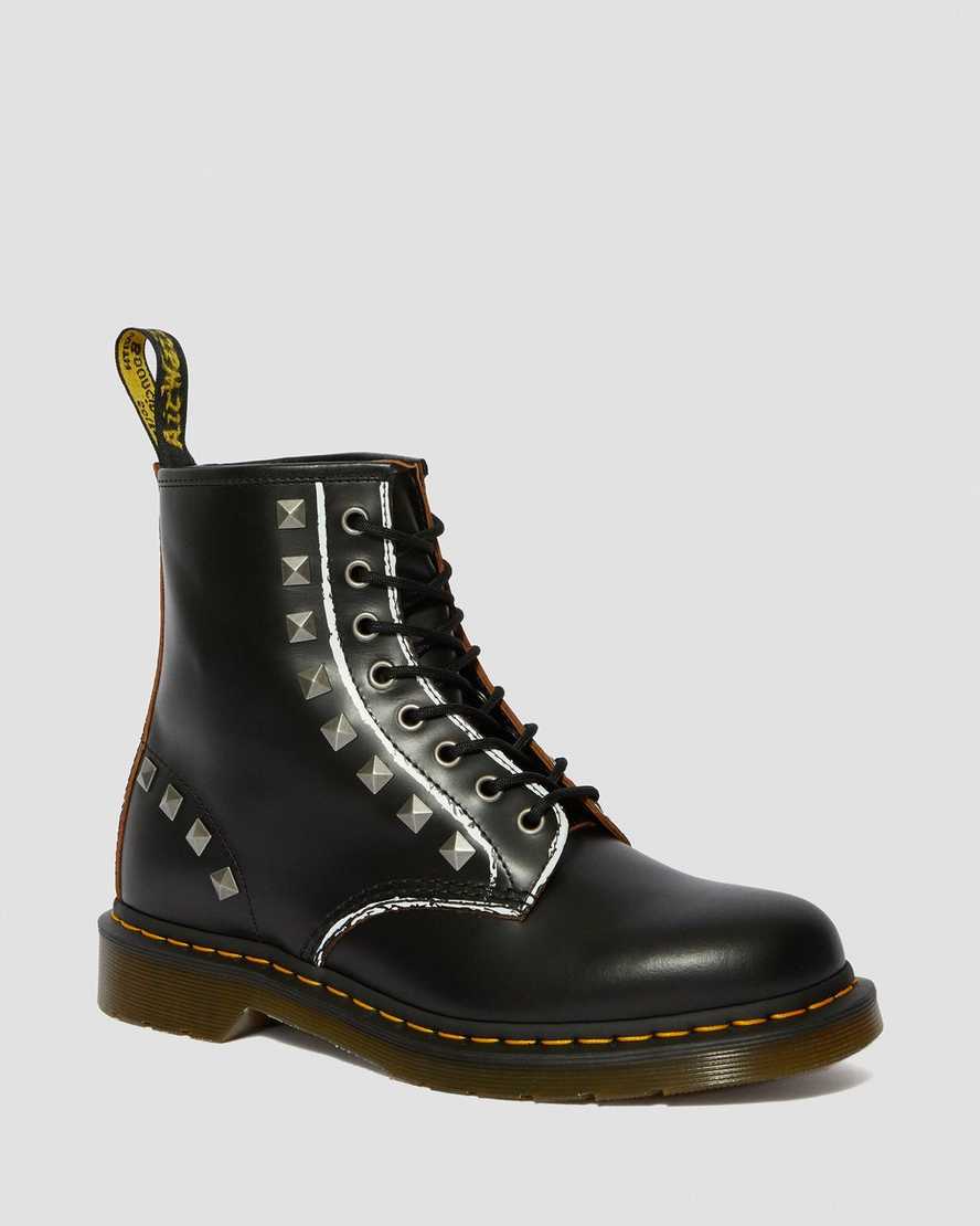 1460 Stud Black Rolled Vintage Smooth Boots