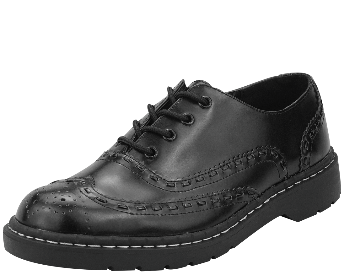 T.U.K BLACK WINGTIP 4 EYE GIBSON SHOE