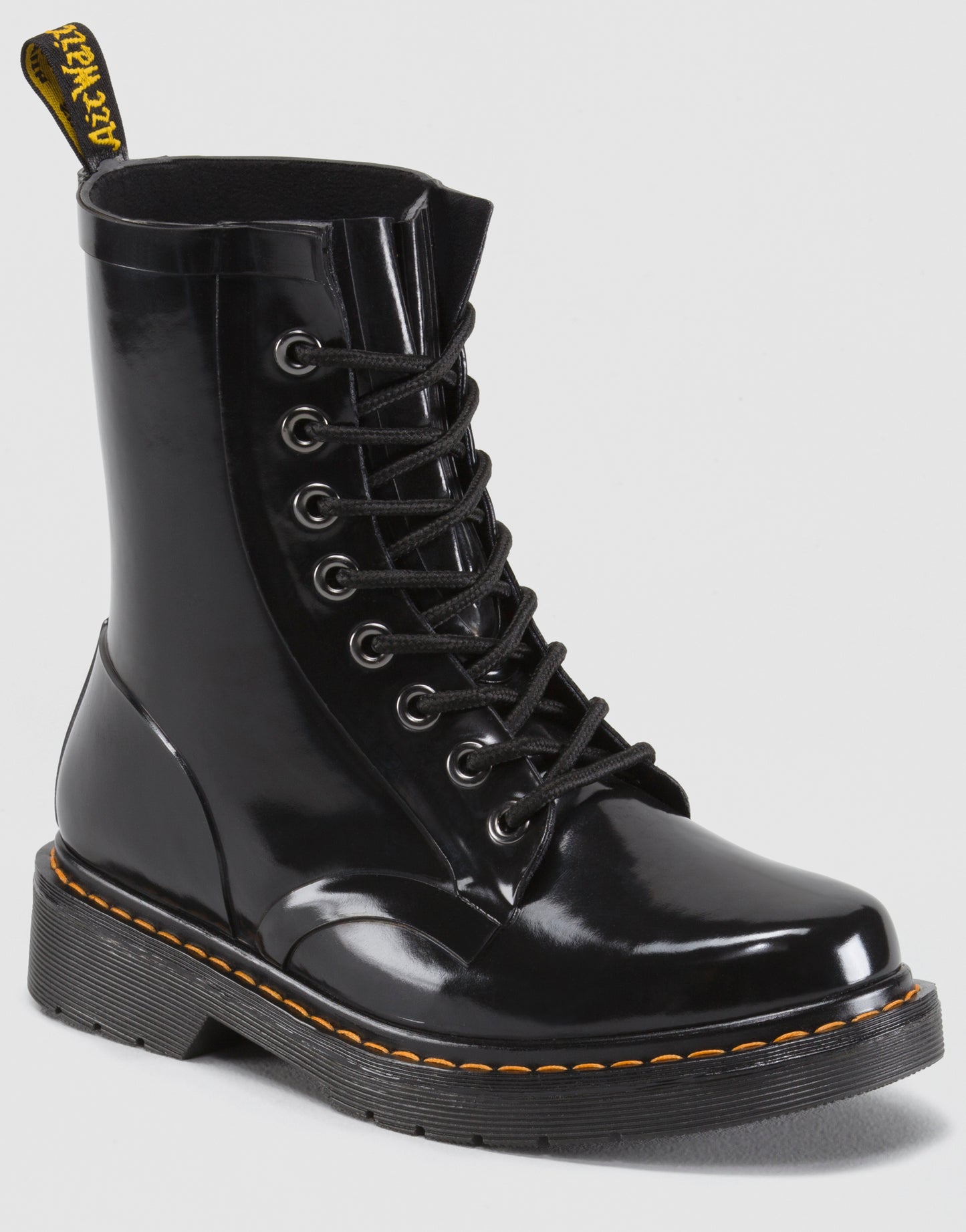 DRENCH BLACK PATENT RUBBER BOOT