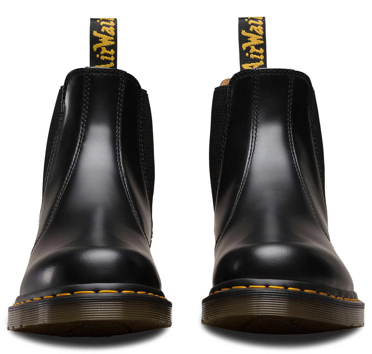 Black boots best sale with yellow stitching