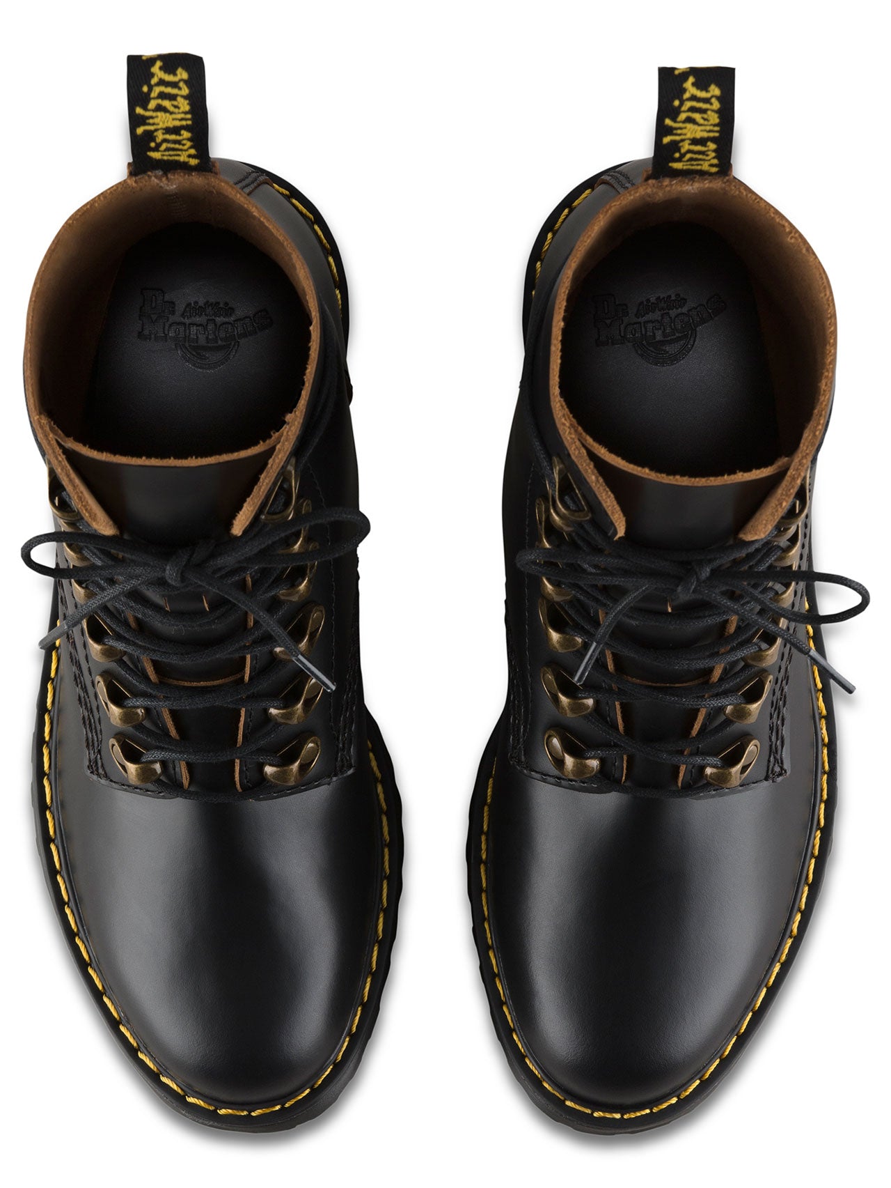 Leona Black Vintage Smooth Leather Lace-Up Platform Boots