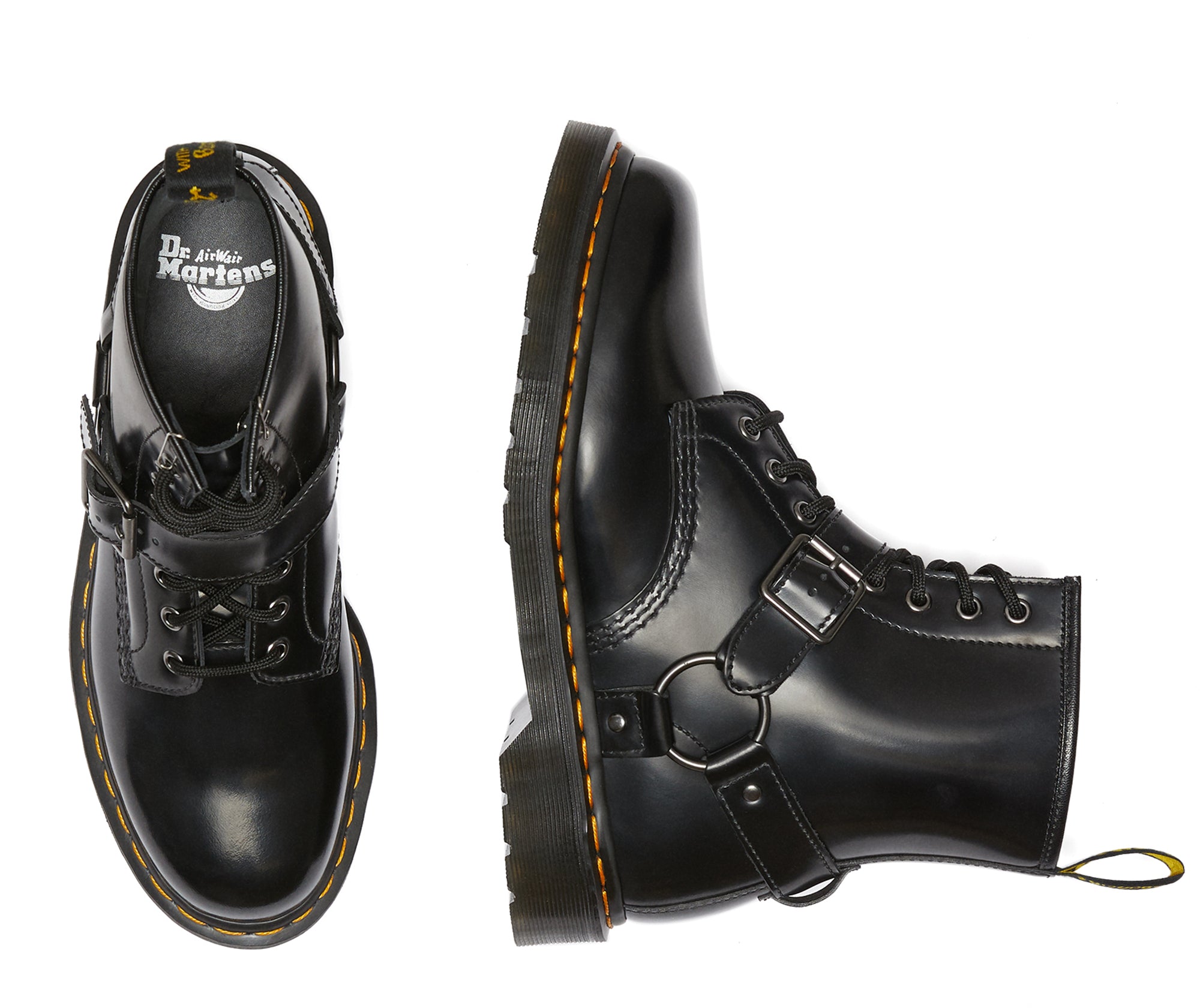 1460 Harness Black Polished Smooth Leather Lace Up Boot – Posers